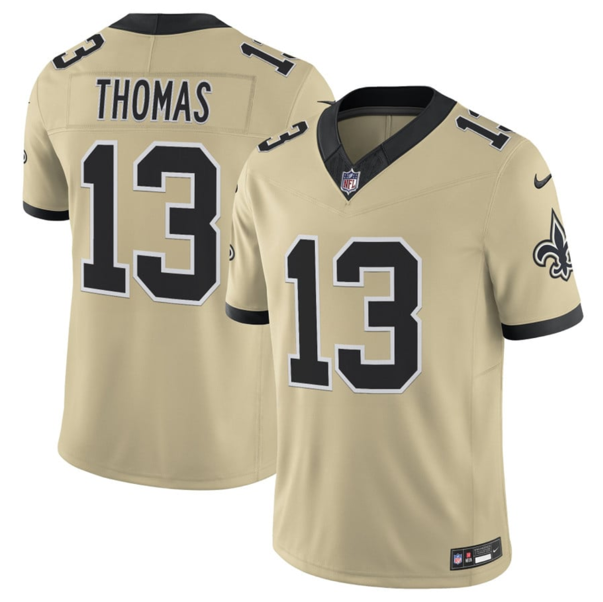 Men's New Orleans Saints #13 Michael Thomas Gold 2025 F.U.S.E. Alternate Vapor Limited Stitched Football Jersey Men's New Orleans Saints #13 Michael Thomas Gold 2025 F.U.S.E. Alternate Vapor Limited Stitched Football Jersey
