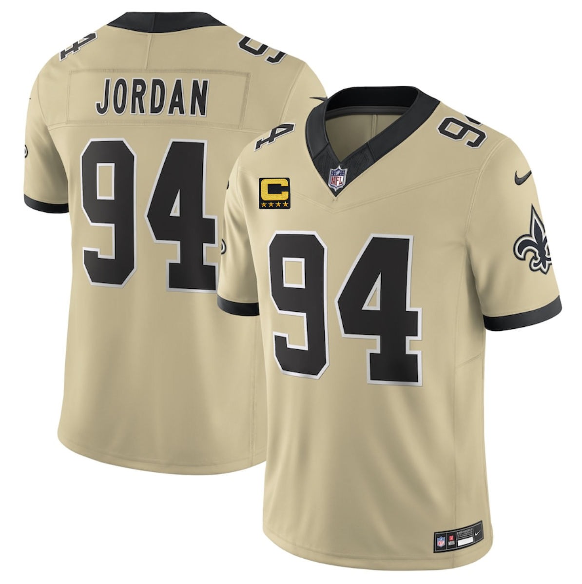 Men's New Orleans Saints #94 Cam Jordan Gold 2025 F.U.S.E. With 4-Star C Patch Alternate Vapor Limited Stitched Football Jersey Men's New Orleans Saints #94 Cam Jordan Gold 2025 F.U.S.E. With 4-Star C Patch Alternate Vapor Limited Stitched Football Jersey