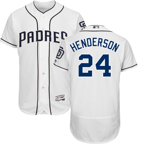 Padres #24 Rickey Henderson White Flexbase Authentic Collection Stitched MLB Jersey Padres #24 Rickey Henderson White Flexbase Authentic Collection Stitched MLB Jersey