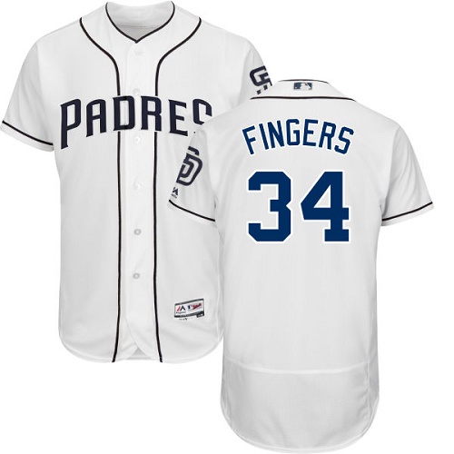 Padres #34 Rollie Fingers White Flexbase Authentic Collection Stitched MLB Jersey Padres #34 Rollie Fingers White Flexbase Authentic Collection Stitched MLB Jersey