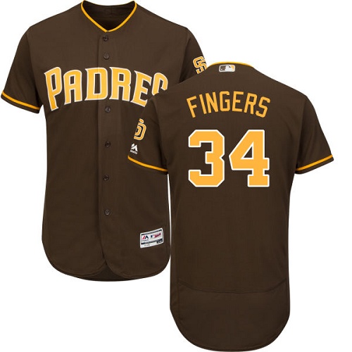 Padres #34 Rollie Fingers Brown Flexbase Authentic Collection Stitched MLB Jersey Padres #34 Rollie Fingers Brown Flexbase Authentic Collection Stitched MLB Jersey