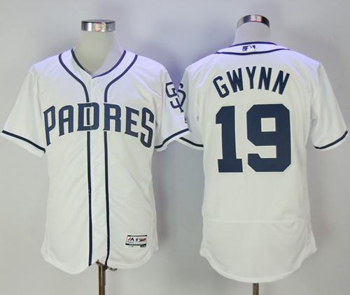 Padres #19 Tony Gwynn White Flexbase Authentic Collection Stitched MLB Jersey Padres #19 Tony Gwynn White Flexbase Authentic Collection Stitched MLB Jersey