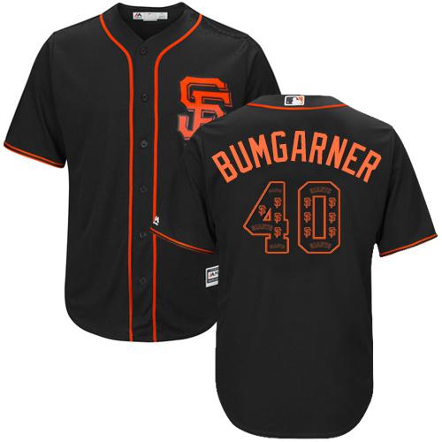 Giants #40 Madison Bumgarner Black Team Logo Fashion Stitched MLB Jersey Giants #40 Madison Bumgarner Black Team Logo Fashion Stitched MLB Jersey