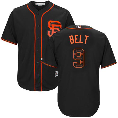 Giants #9 Brandon Belt Black Team Logo Fashion Stitched MLB Jersey Giants #9 Brandon Belt Black Team Logo Fashion Stitched MLB Jersey