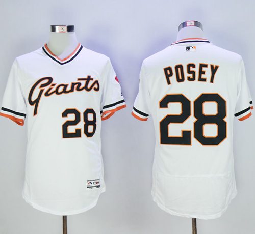 Giants #28 Buster Posey White Flexbase Authentic Collection Cooperstown Stitched MLB Jersey Giants #28 Buster Posey White Flexbase Authentic Collection Cooperstown Stitched MLB Jersey