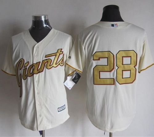 Giants #28 Buster Posey Cream(Gold No.) New Cool Base Stitched MLB Jersey Giants #28 Buster Posey Cream(Gold No.) New Cool Base Stitched MLB Jersey