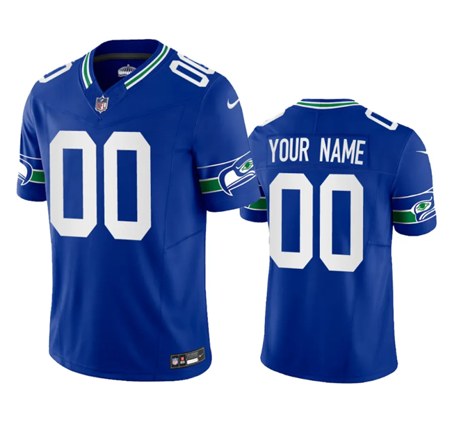 Men's Seattle Seahawks Active Player Custom Royal 2023 F.U.S.E. Vapor Limited Throwback Stitched Jersey Men's Seattle Seahawks Active Player Custom Royal 2023 F.U.S.E. Vapor Limited Throwback Stitched Jersey