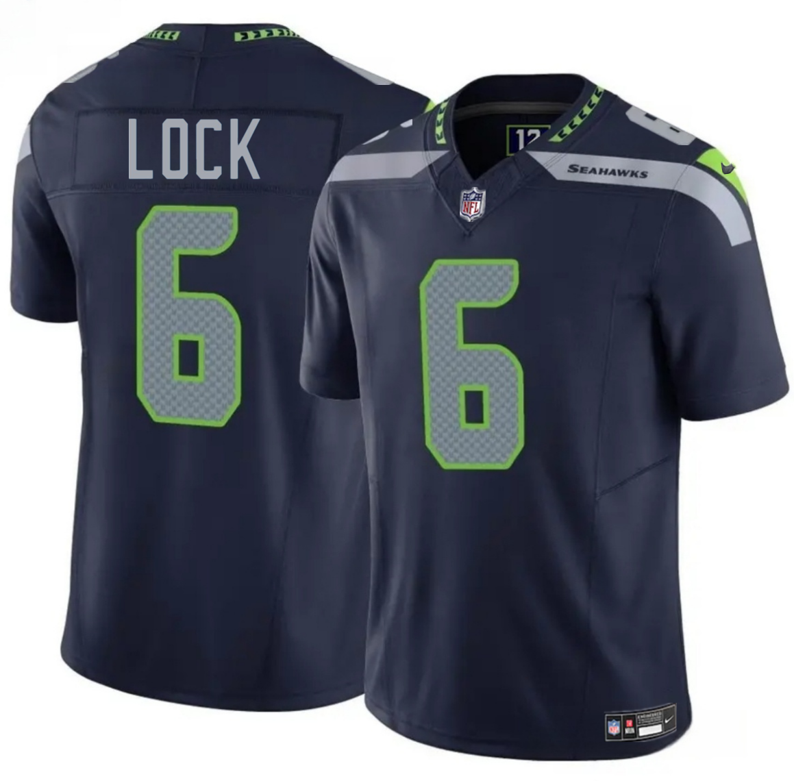 Men's Seattle Seahawks #6 Drew Lock Navy 2025 F.U.S.E. Vapor Limited Stitched Football Jersey Men's Seattle Seahawks #6 Drew Lock Navy 2025 F.U.S.E. Vapor Limited Stitched Football Jersey