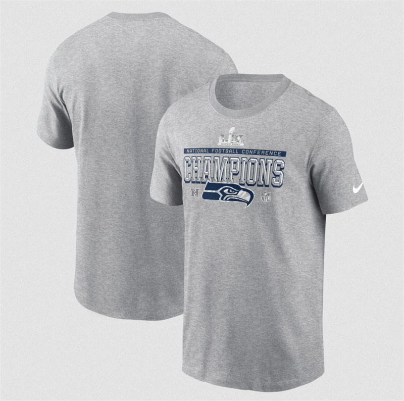Men's Seattle Seahawks Heather Gray 2025 NFC Champions Locker Room Trophy Collection T-Shirt Men's Seattle Seahawks Heather Gray 2025 NFC Champions Locker Room Trophy Collection T-Shirt