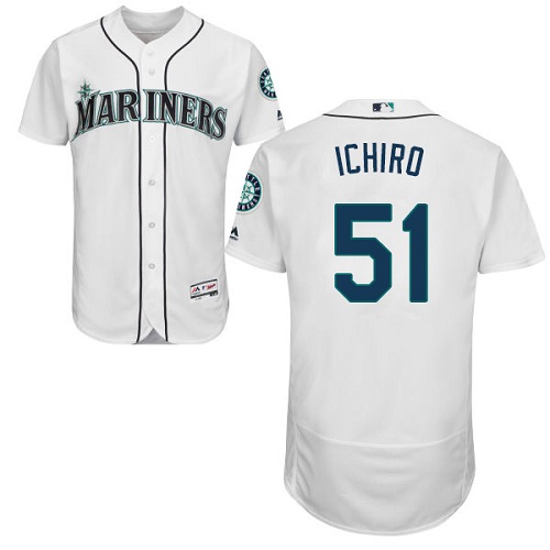 Mariners #51 Ichiro Suzuki White Flexbase Authentic Collection Stitched MLB Jersey Mariners #51 Ichiro Suzuki White Flexbase Authentic Collection Stitched MLB Jersey