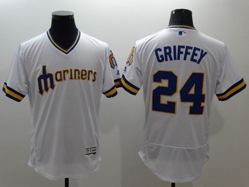 Mariners #24 Ken Griffey White Flexbase Authentic Collection Cooperstown Stitched MLB Jersey Mariners #24 Ken Griffey White Flexbase Authentic Collection Cooperstown Stitched MLB Jersey