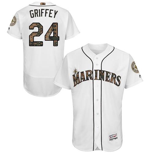 Mariners #24 Ken Griffey White Flexbase Authentic Collection Memorial Day Stitched MLB Jersey Mariners #24 Ken Griffey White Flexbase Authentic Collection Memorial Day Stitched MLB Jersey