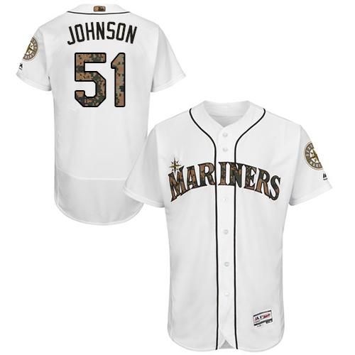 Mariners #51 Randy Johnson White Flexbase Authentic Collection Memorial Day Stitched MLB Jersey Mariners #51 Randy Johnson White Flexbase Authentic Collection Memorial Day Stitched MLB Jersey