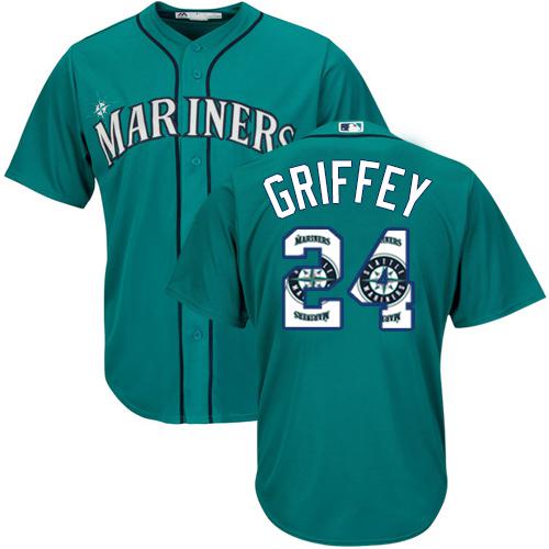 Mariners #24 Ken Griffey Green Team Logo Fashion Stitched MLB Jersey Mariners #24 Ken Griffey Green Team Logo Fashion Stitched MLB Jersey