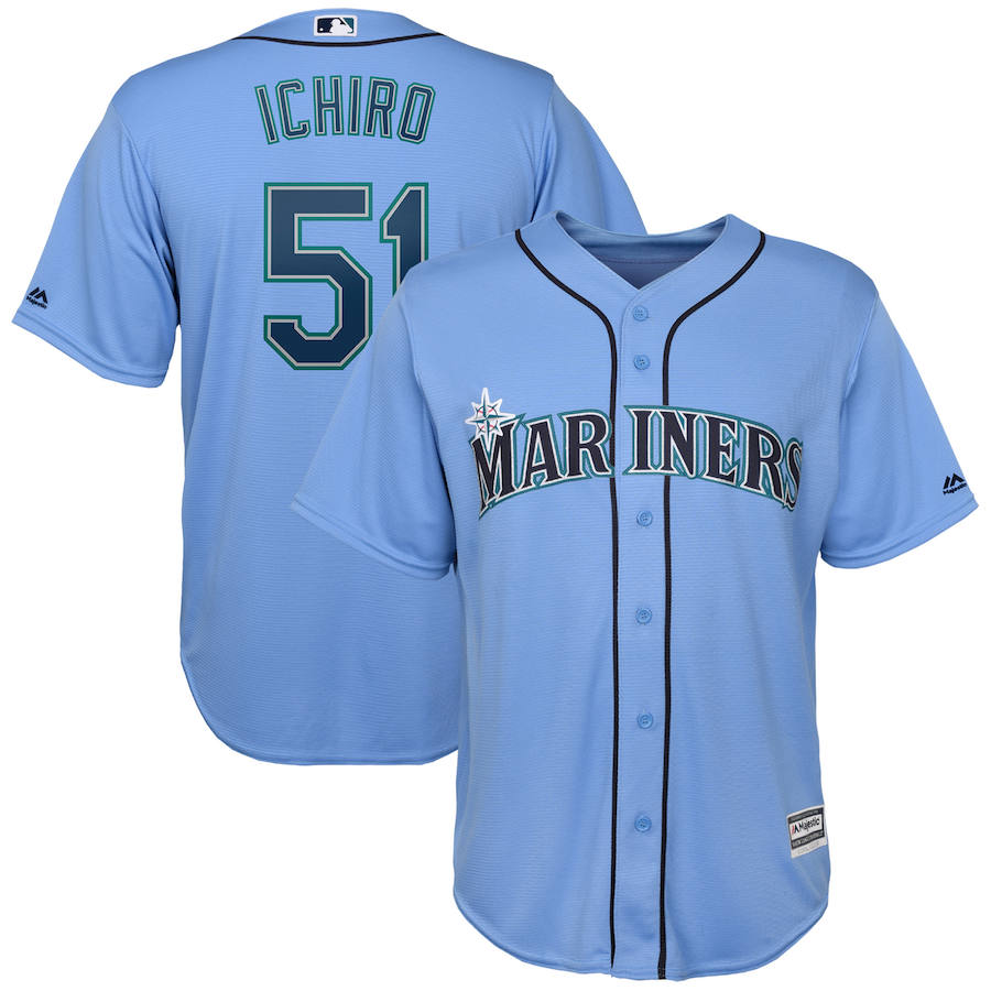 Seattle Mariners #51 Ichiro Suzuki Majestic Official Cool Base Player Jersey Blue Seattle Mariners #51 Ichiro Suzuki Majestic Official Cool Base Player Jersey Blue