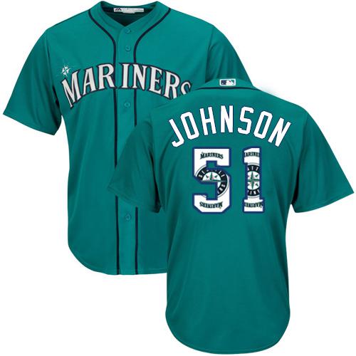 Mariners #51 Randy Johnson Green Team Logo Fashion Stitched MLB Jersey Mariners #51 Randy Johnson Green Team Logo Fashion Stitched MLB Jersey