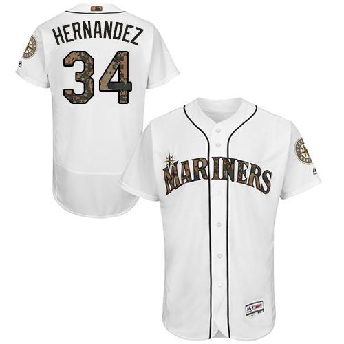 Mariners #34 Felix Hernandez White Flexbase Authentic Collection Memorial Day Stitched MLB Jersey Mariners #34 Felix Hernandez White Flexbase Authentic Collection Memorial Day Stitched MLB Jersey