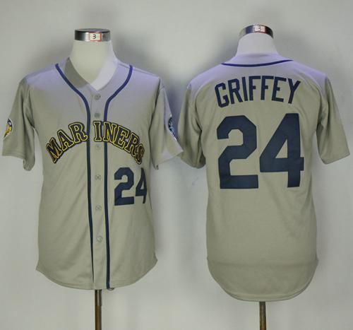 Mitchell And Ness Mariners #24 Ken Griffey Grey Throwback Stitched MLB Jersey Mitchell And Ness Mariners #24 Ken Griffey Grey Throwback Stitched MLB Jersey
