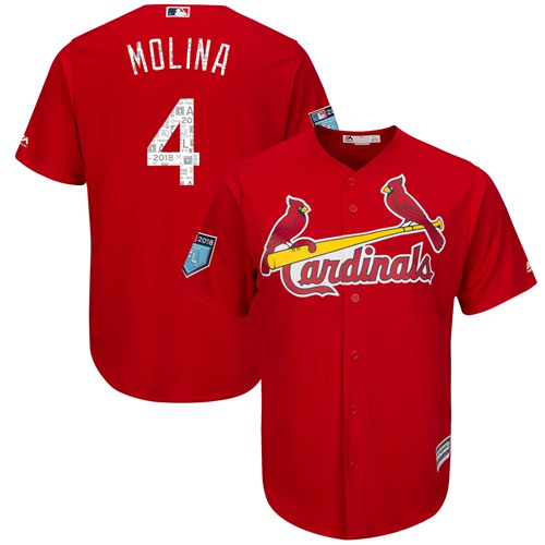 Cardinals #4 Yadier Molina Red 2018 Spring Training Cool Base Stitched MLB Jersey Cardinals #4 Yadier Molina Red 2018 Spring Training Cool Base Stitched MLB Jersey