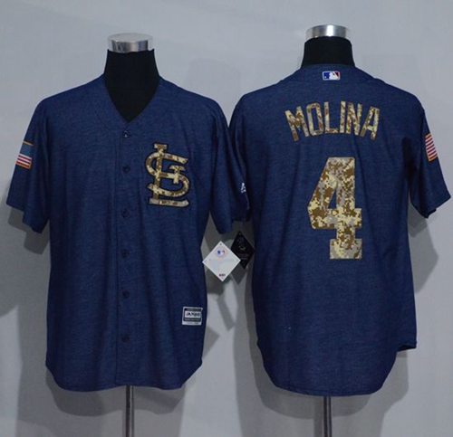 Cardinals #4 Yadier Molina Denim Blue Salute to Service Stitched MLB Jersey Cardinals #4 Yadier Molina Denim Blue Salute to Service Stitched MLB Jersey