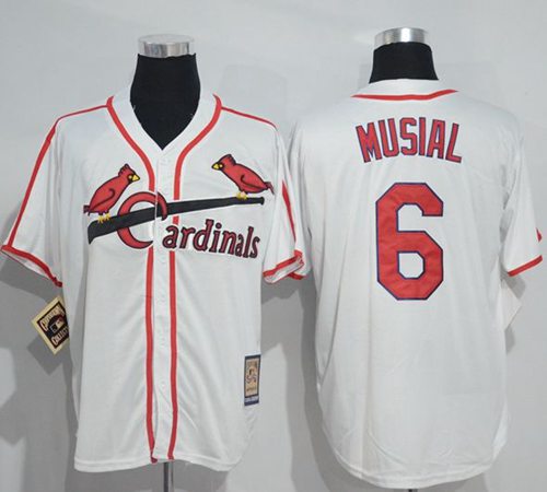 Mitchell And Ness Cardinals #6 Stan Musial White Throwback Stitched MLB Jersey Mitchell And Ness Cardinals #6 Stan Musial White Throwback Stitched MLB Jersey