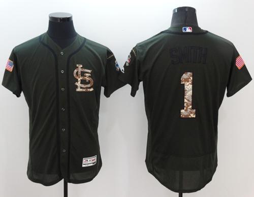 Cardinals #1 Ozzie Smith Green Flexbase Authentic Collection Salute to Service Stitched MLB Jersey Cardinals #1 Ozzie Smith Green Flexbase Authentic Collection Salute to Service Stitched MLB Jersey