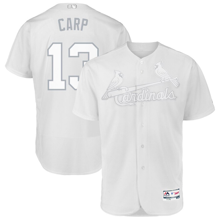 St. Louis Cardinals #13 Matt Carpenter Carp Majestic 2019 Players' Weekend Flex Base Authentic Player Jersey White St. Louis Cardinals #13 Matt Carpenter Carp Majestic 2019 Players' Weekend Flex Base Authentic Player Jersey White