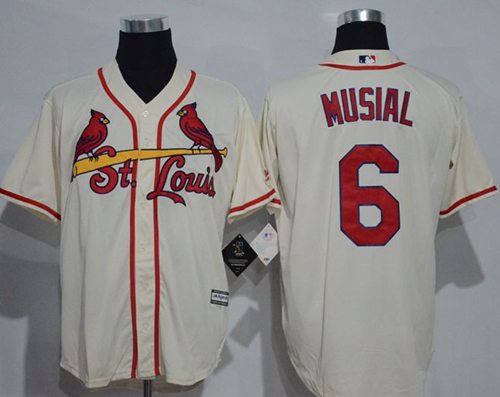 Cardinals #6 Stan Musial Cream New Cool Base Stitched MLB Jersey Cardinals #6 Stan Musial Cream New Cool Base Stitched MLB Jersey