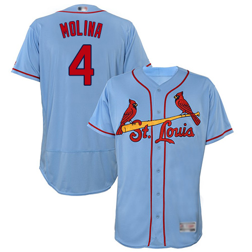 Cardinals #4 Yadier Molina Light Blue Flexbase Authentic Collection Stitched MLB Jersey Cardinals #4 Yadier Molina Light Blue Flexbase Authentic Collection Stitched MLB Jersey