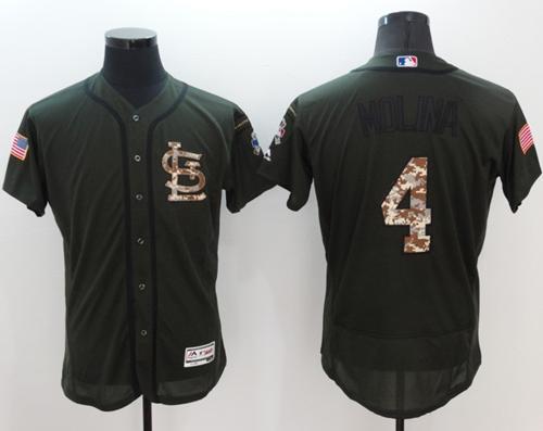 Cardinals #4 Yadier Molina Green Flexbase Authentic Collection Salute to Service Stitched MLB Jersey Cardinals #4 Yadier Molina Green Flexbase Authentic Collection Salute to Service Stitched MLB Jersey