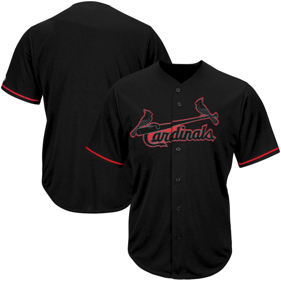 St. Louis Cardinals Majestic Big & Tall Pop Fashion V-Neck Jersey Black St. Louis Cardinals Majestic Big & Tall Pop Fashion V-Neck Jersey Black