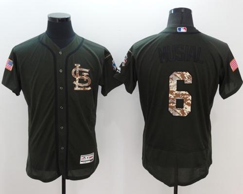 Cardinals #6 Stan Musial Green Flexbase Authentic Collection Salute to Service Stitched MLB Jersey Cardinals #6 Stan Musial Green Flexbase Authentic Collection Salute to Service Stitched MLB Jersey