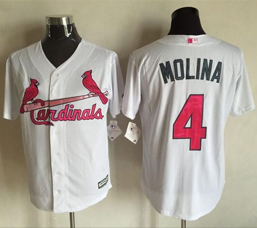 Cardinals #4 Yadier Molina White New Cool Base Mother's Day Stitched MLB Jersey Cardinals #4 Yadier Molina White New Cool Base Mother's Day Stitched MLB Jersey