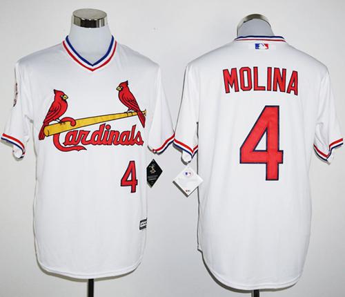 Cardinals #4 Yadier Molina White New Cool Base Cooperstown Stitched MLB Jersey Cardinals #4 Yadier Molina White New Cool Base Cooperstown Stitched MLB Jersey