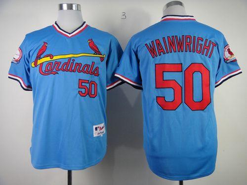 Cardinals #50 Adam Wainwright Blue 1982 Turn Back The Clock Stitched MLB Jersey Cardinals #50 Adam Wainwright Blue 1982 Turn Back The Clock Stitched MLB Jersey