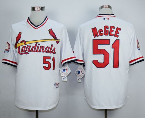 Cardinals #51 Willie McGee White 1982 Turn Back The Clock Stitched MLB Jersey Cardinals #51 Willie McGee White 1982 Turn Back The Clock Stitched MLB Jersey