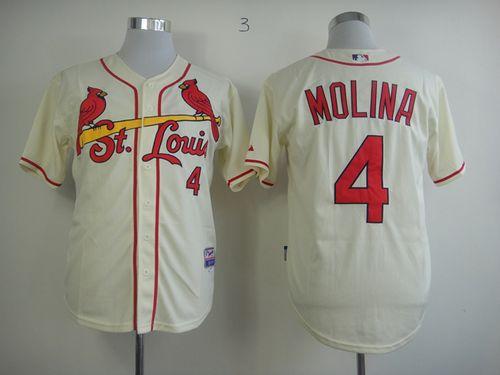 Cardinals #4 Yadier Molina Cream Alternate Cool Base Stitched MLB Jersey Cardinals #4 Yadier Molina Cream Alternate Cool Base Stitched MLB Jersey