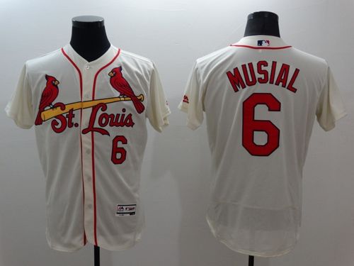 Cardinals #6 Stan Musial Cream Flexbase Authentic Collection Stitched MLB Jersey Cardinals #6 Stan Musial Cream Flexbase Authentic Collection Stitched MLB Jersey