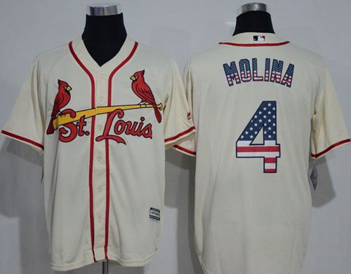 Cardinals #4 Yadier Molina Cream USA Flag Fashion Stitched MLB Jersey Cardinals #4 Yadier Molina Cream USA Flag Fashion Stitched MLB Jersey