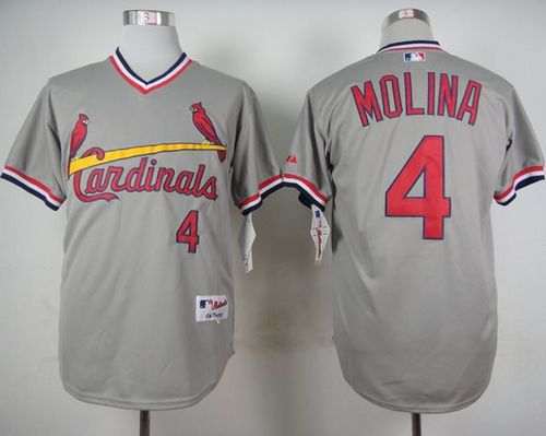 Cardinals #4 Yadier Molina Grey 1978 Turn Back The Clock Stitched MLB Jersey Cardinals #4 Yadier Molina Grey 1978 Turn Back The Clock Stitched MLB Jersey