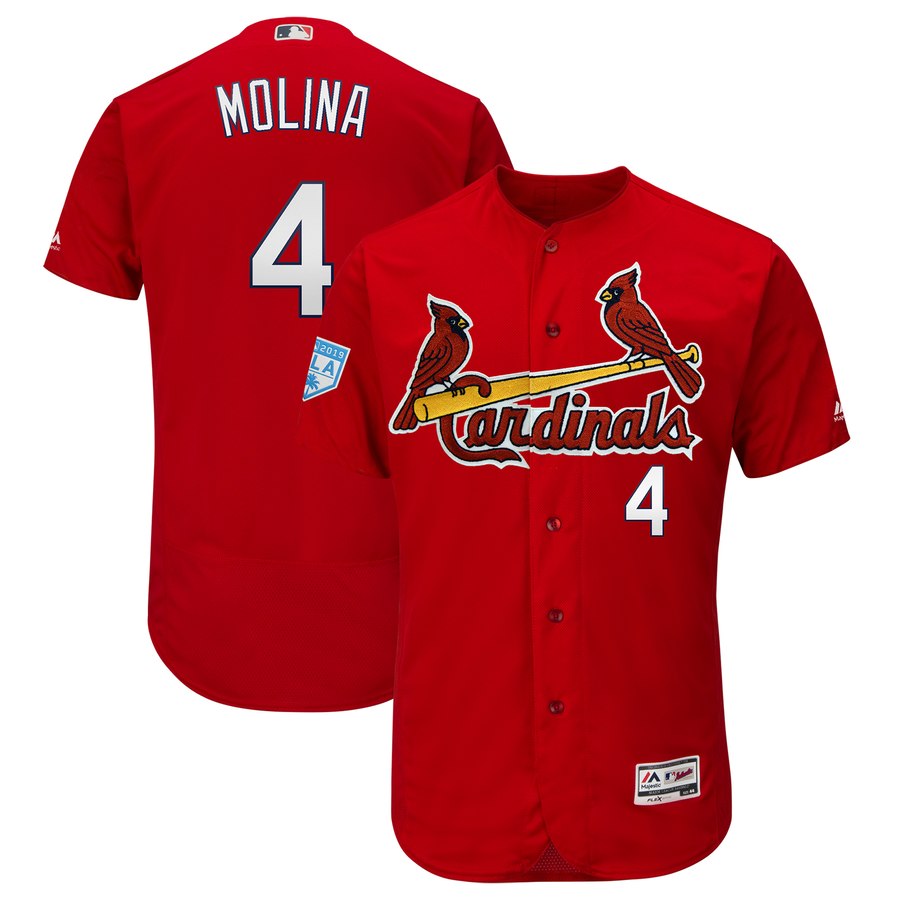 Cardinals #4 Yadier Molina Red 2019 Spring Training Flex Base Stitched MLB Jersey Cardinals #4 Yadier Molina Red 2019 Spring Training Flex Base Stitched MLB Jersey