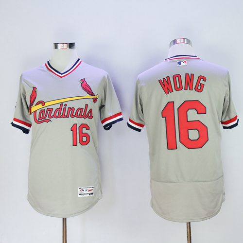 Cardinals #16 Kolten Wong Grey Flexbase Authentic Collection Cooperstown Stitched MLB Jersey Cardinals #16 Kolten Wong Grey Flexbase Authentic Collection Cooperstown Stitched MLB Jersey