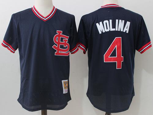 Mitchell And Ness Cardinals #4 Yadier Molina Navy Blue Throwback Stitched MLB Jersey Mitchell And Ness Cardinals #4 Yadier Molina Navy Blue Throwback Stitched MLB Jersey