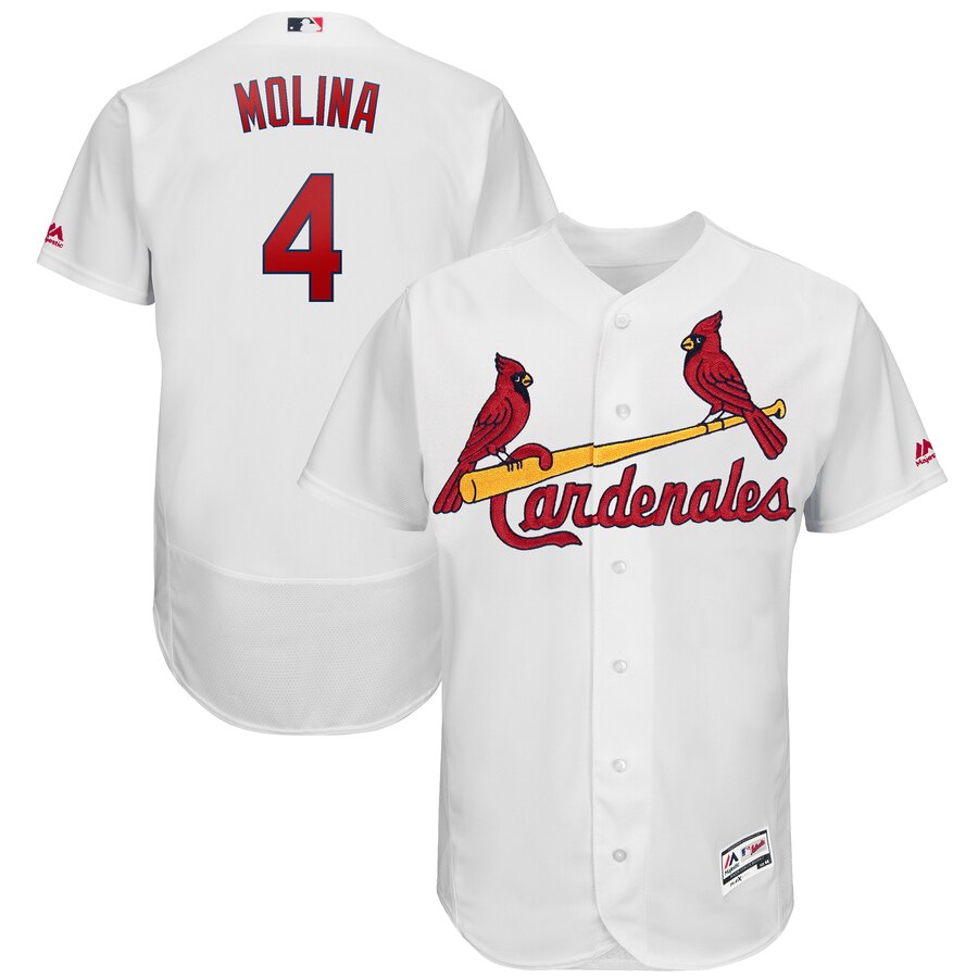 St. Louis Cardinals #4 Yadier Molina Majestic 2019 Hispanic Heritage Flex Base Authentic Player Jersey White