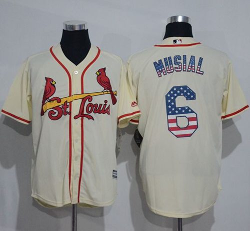 Cardinals #6 Stan Musial Cream USA Flag Fashion Stitched MLB Jersey Cardinals #6 Stan Musial Cream USA Flag Fashion Stitched MLB Jersey