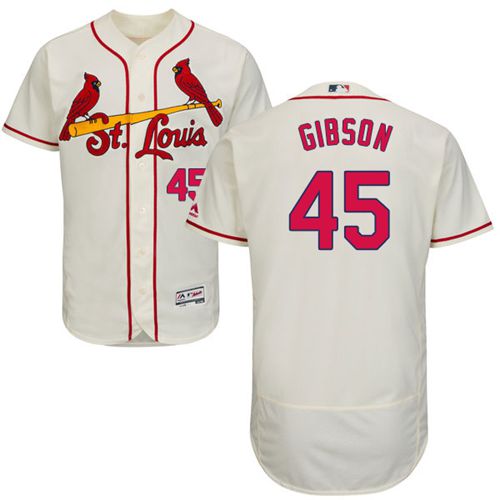 Cardinals #45 Bob Gibson Cream Flexbase Authentic Collection Stitched MLB Jersey Cardinals #45 Bob Gibson Cream Flexbase Authentic Collection Stitched MLB Jersey