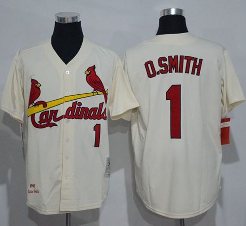 Mitchell And Ness Cardinals #1 Ozzie Smith Cream Throwback Stitched MLB Jersey Mitchell And Ness Cardinals #1 Ozzie Smith Cream Throwback Stitched MLB Jersey