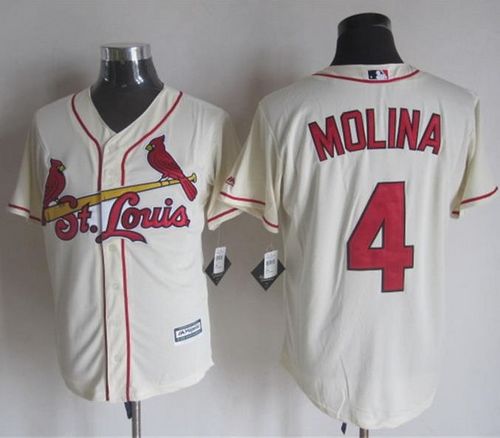 Cardinals #4 Yadier Molina Cream New Cool Base Stitched MLB Jersey Cardinals #4 Yadier Molina Cream New Cool Base Stitched MLB Jersey