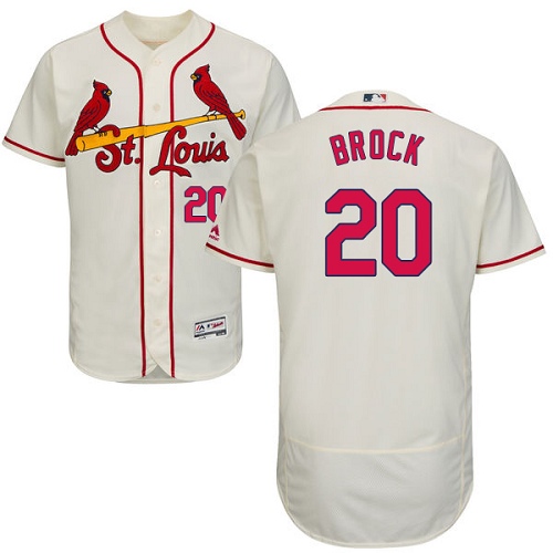 Cardinals #20 Lou Brock Cream Flexbase Authentic Collection Stitched MLB Jersey Cardinals #20 Lou Brock Cream Flexbase Authentic Collection Stitched MLB Jersey
