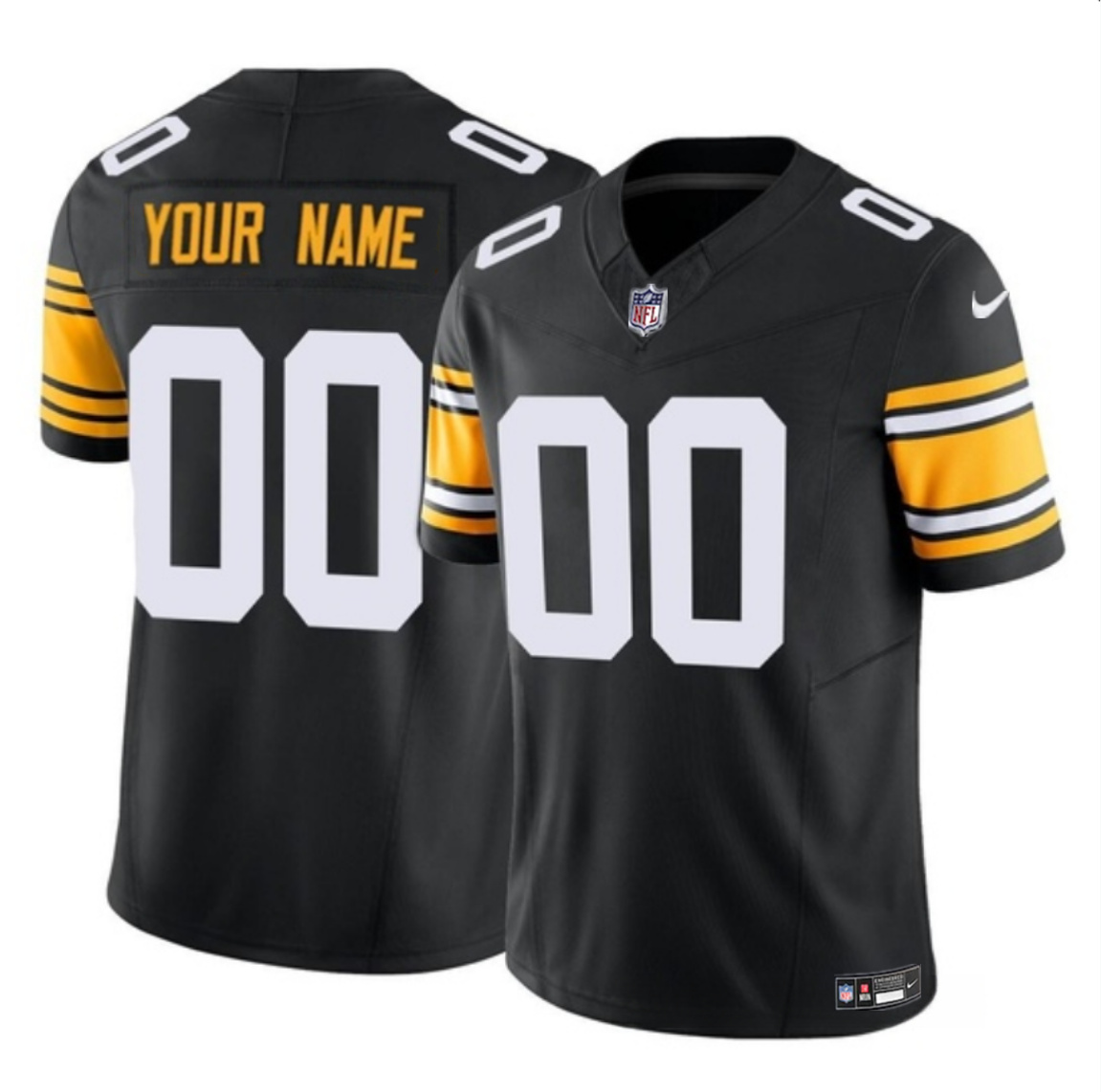 Men's Pittsburgh Steelers Active Player Custom Black 2023 F.U.S.E Alternate Vapor Untouchable Limited Football Jersey Men's Pittsburgh Steelers Active Player Custom Black 2023 F.U.S.E Alternate Vapor Untouchable Limited Football Jersey